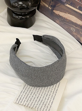 复古灰色针织发箍女坑条加宽遮发缝增高颅领头箍防滑发卡发饰带