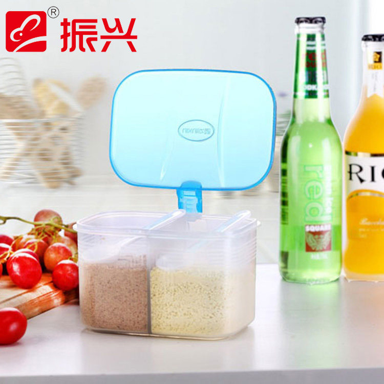 振兴  双格调味盒带两勺 350ml X2 调料盒 调料罐 YH5899在类目 厨房/烹饪用具, 厨用小工具/厨房储物, 储物瓶罐/厨房储物器皿, 调味瓶罐中 - 来自Buy2taobao.com提供专业的淘宝代购服务