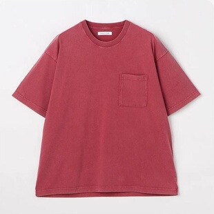日单纯棉freaks store复古做旧褪色圆领口袋领高级感短袖T恤