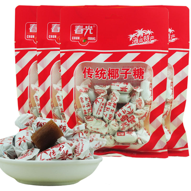 海南特产春光传统椰子糖200克&times;4袋 老口感 椰味纯正 甜而不腻