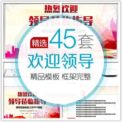 热烈欢迎领导莅临指导检查PPT模板简约大气红色工作计划汇报课件
