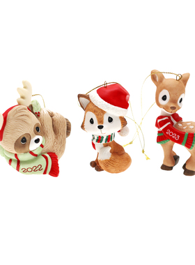 Precious Moments水滴娃娃 狐狸小鹿树懒圣诞节挂饰动物陶瓷摆件