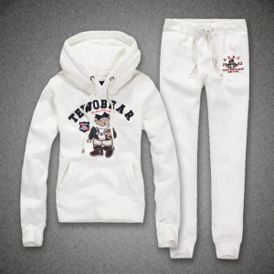 小熊卫衣女春秋薄款连帽套装学生纯棉两件套冬季加绒运动休闲外套