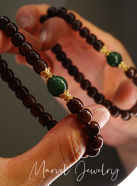 Marvel Jewelry新疆和田玉且末糖老红糖手串单圈原创糖料糖玉手链