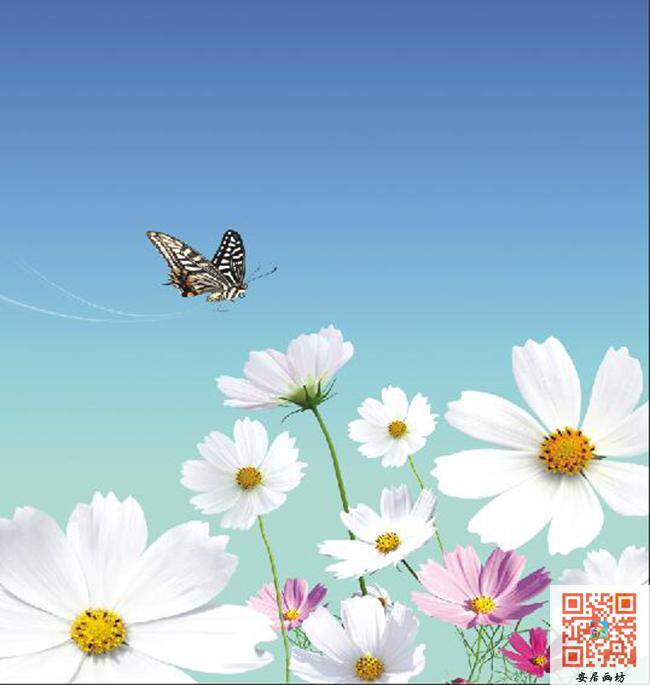 小花蝴蝶吊顶天花板背景墙客厅书定制壁画