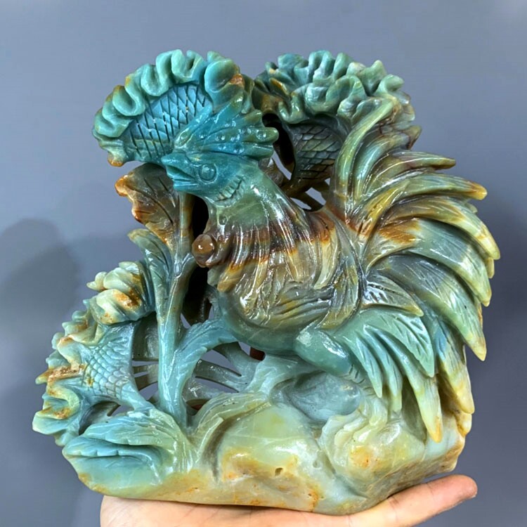 天河石雕刻动物生物天青石摆件