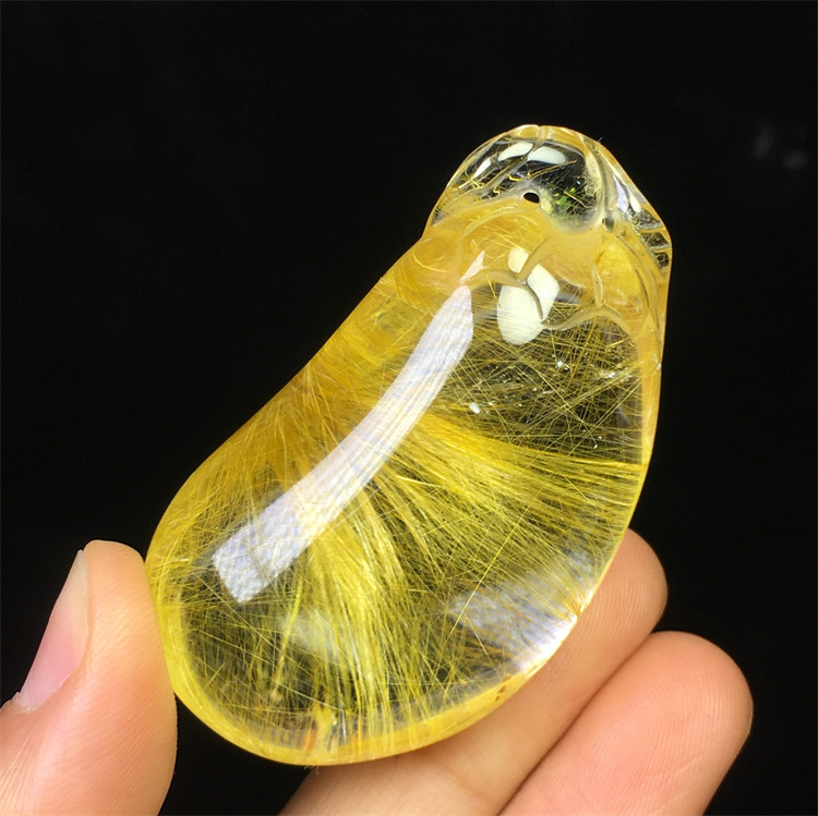 天然金发晶雕刻钛晶挂件