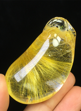 天然金发晶雕刻钛晶挂件