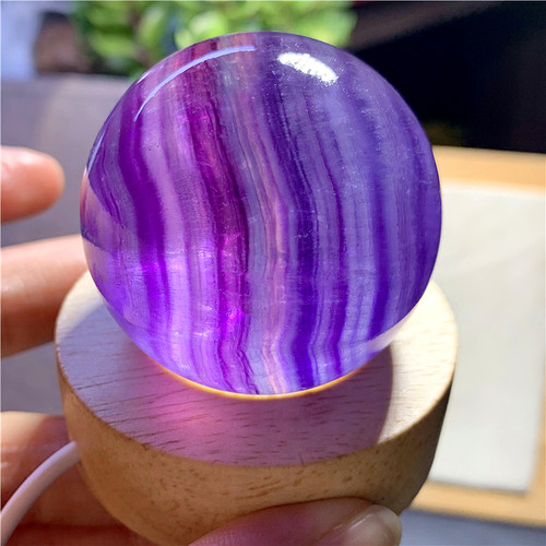 天然蓝萤石水晶紫色萤石球彩虹