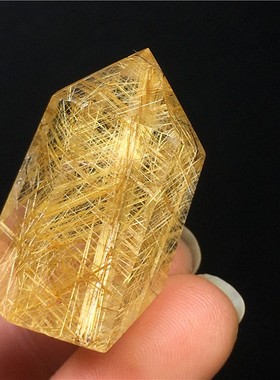 天然金发晶柱钛晶顺发满发透体原石打磨单尖六棱柱子桌面饰品摆件