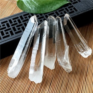 列姆利亚天然迷你小镭射激光水晶柱子蓝针白色资料库原矿原石吊坠