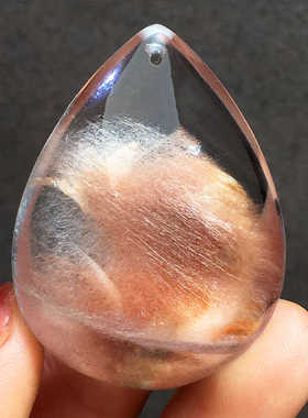 天然水晶红兔毛吊坠白兔毛白幽灵