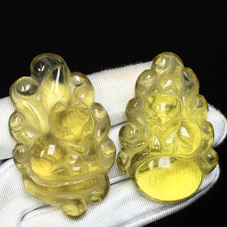天然吊坠狐狸项坠装饰挂件黄水晶