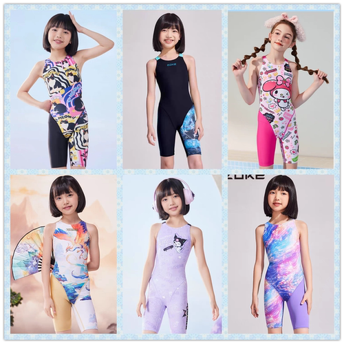 儿童女速干五分游泳衣抗氯训练