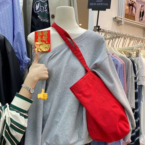红色炸街包简约韩系百搭购物袋