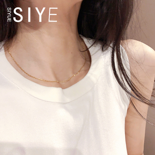 不掉色镀18k金极细锁骨链女高级感法式项链轻奢小众简约叠戴素链