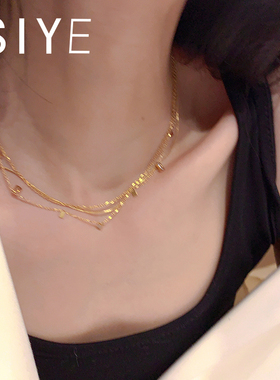 不掉色镀18k金锁骨链女高级感法式项链轻奢小众蛇骨链叠戴颈链女