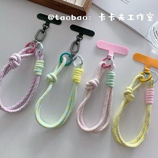 简约时尚彩色手机短挂绳结实金属夹片防摔手腕绳ccd相机挂链潮流