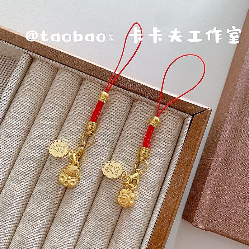 超萌招财猫爪合金手机钥匙挂件