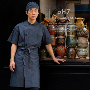 面馆厨师服烘焙茶饮工装 新中式 餐饮工作服火锅饭店酒馆山野风工装