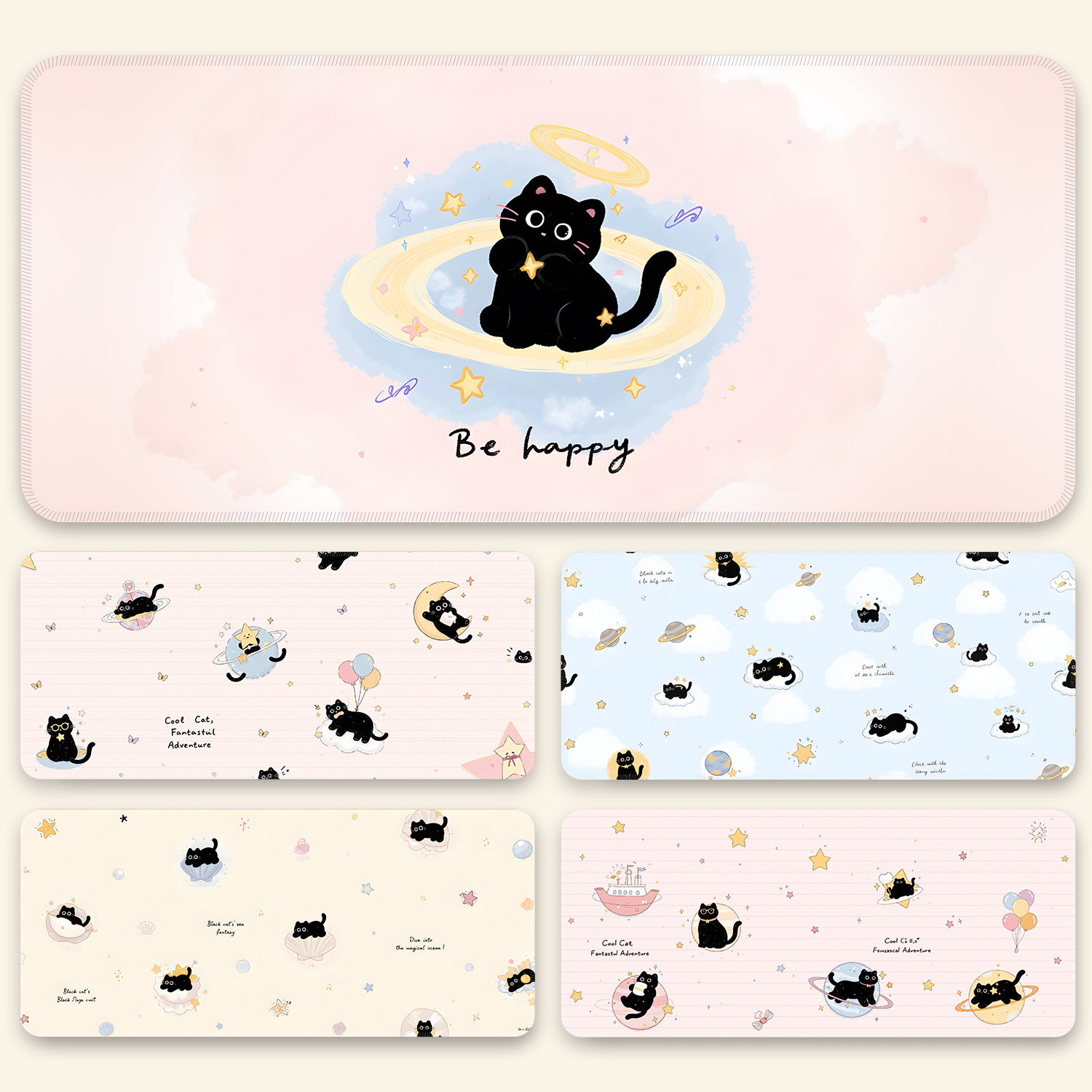 鼠标垫超大星球猫猫办公工位桌面垫可爱卡通女生高颜值电脑键盘垫