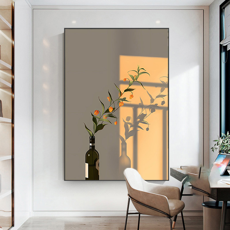 北欧ins客厅治愈系装饰画花瓶光影静物阳光绿植壁画卧室餐厅挂画