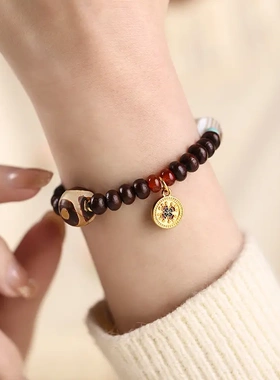 天然紫金钵盂菩提金碗菩提手串藏式复古佛珠男女情侣款念珠手链