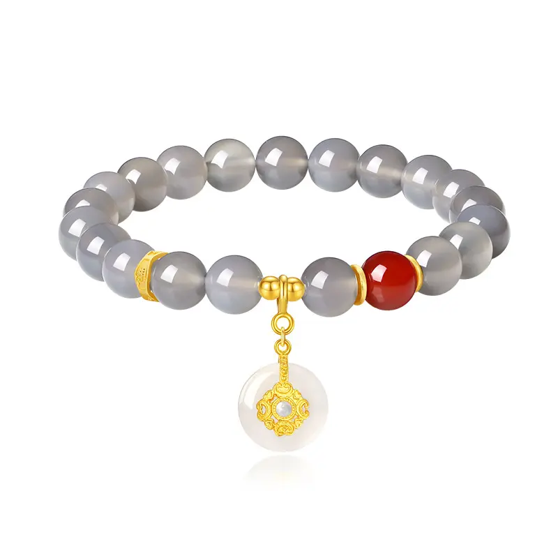 岁岁平安玉髓手串轻奢灰玛瑙手链小众设计感送女友生日礼物工厂店