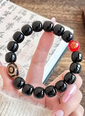 【念缘】普陀山黑金菩提手串生肖本命年高级佛珠单圈手链寺庙