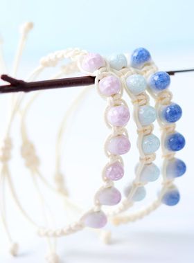 景德镇陶瓷彩色串珠亮色手链 风采透明瓷珠串珠编织手绳