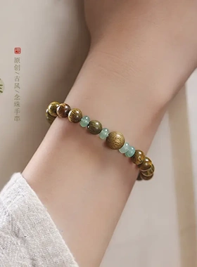 天然绿檀木佛珠手串东陵玉石檀香木质手链念珠男女情侣串珠珠