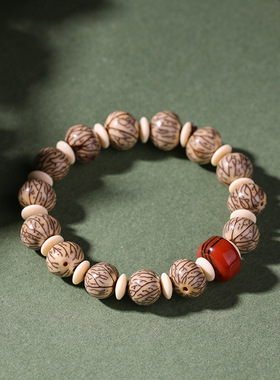 复古风银线菩提子单圈手串麒麟眼金刚菩提子串珠手链男女文玩饰品