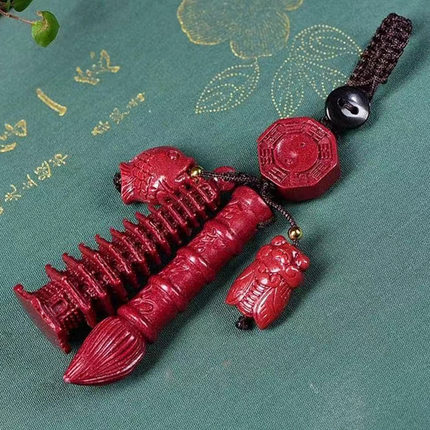 天然紫金朱砂文昌笔塔手机链钥匙扣挂件初中高中学生考试钥匙扣