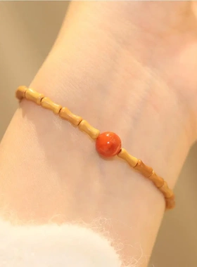悠然南山南红玛瑙竹节核桃手链小众设计国风手饰女送闺蜜