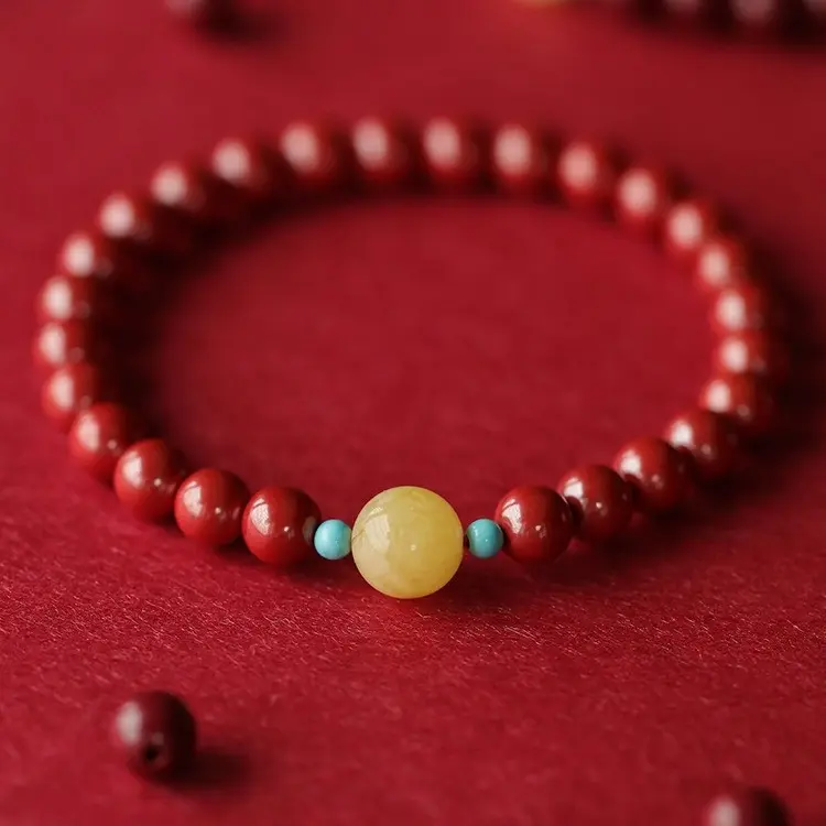 2024年新款高含量紫金砂朱砂手串蜜蜡帝王砂手链本命年送礼物