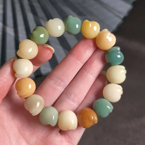 多宝炭烧菩提根猫爪猫咪手链女天然白玉子绕指柔文玩手持菩提手串