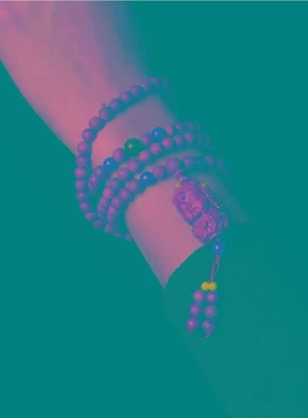 印度老山檀香手串108颗毛衣链6mm老料佛珠文玩绿度母吉祥原创意款