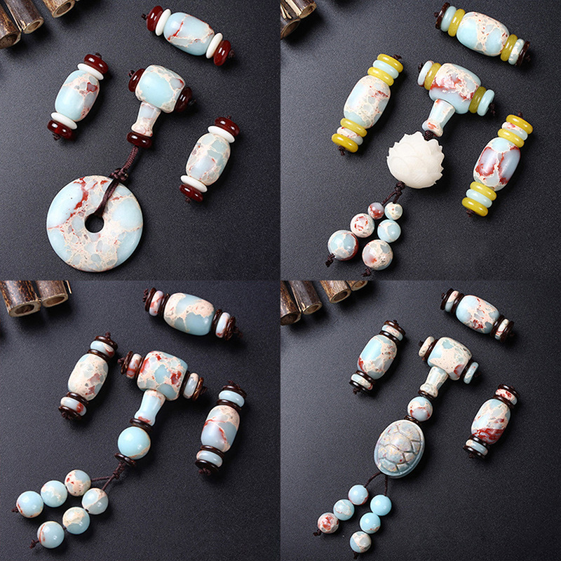 小金刚星月菩提配饰套装寿山石红玛瑙藏银手串文玩佛珠108颗配件