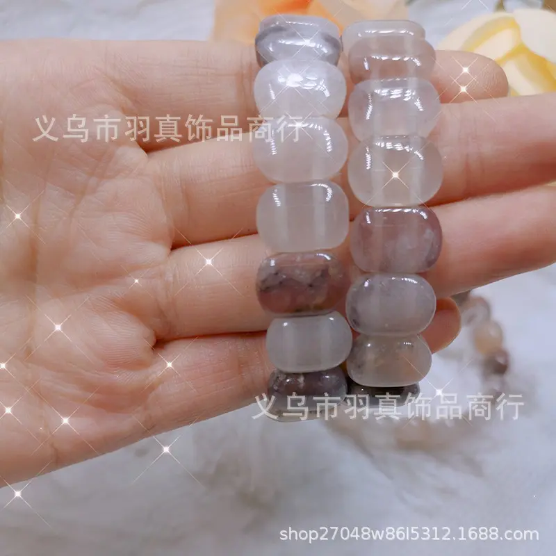 景区热卖天然玛瑙手排男女款玉髓手串DIY饰品