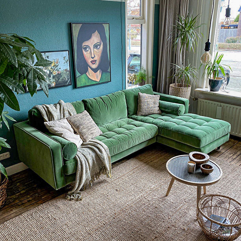 贵妃意式风民宿公寓乳胶布艺沙发