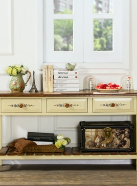 美式乡村风格水性漆全实木玄关柜 艾米尼奥BL003白any美乡