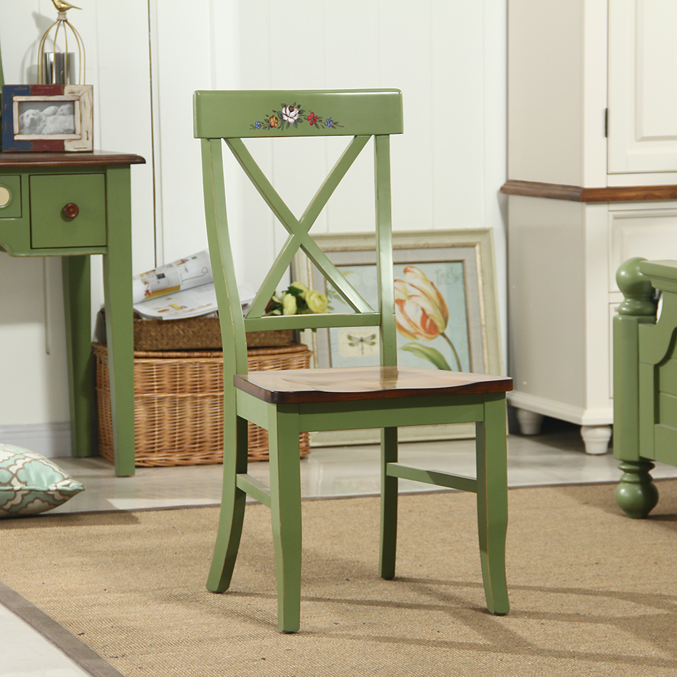 纯实木水性漆美式乡村实木餐椅