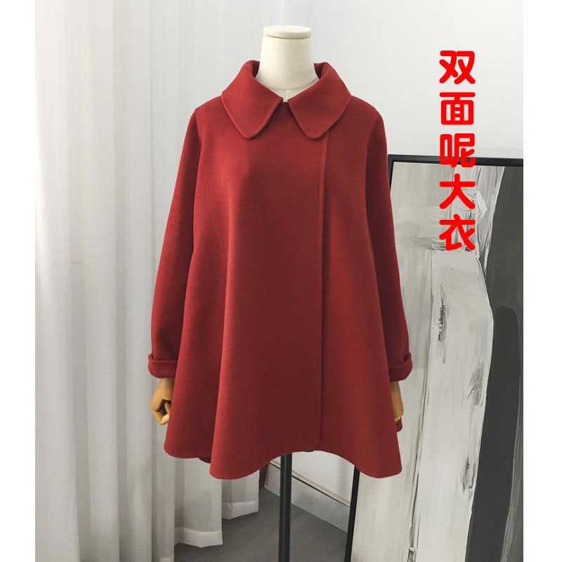 Lin Shanshan temperament aging cloak double-sided tweed coat woolen coat womens new style versatile Vintage medium length coat