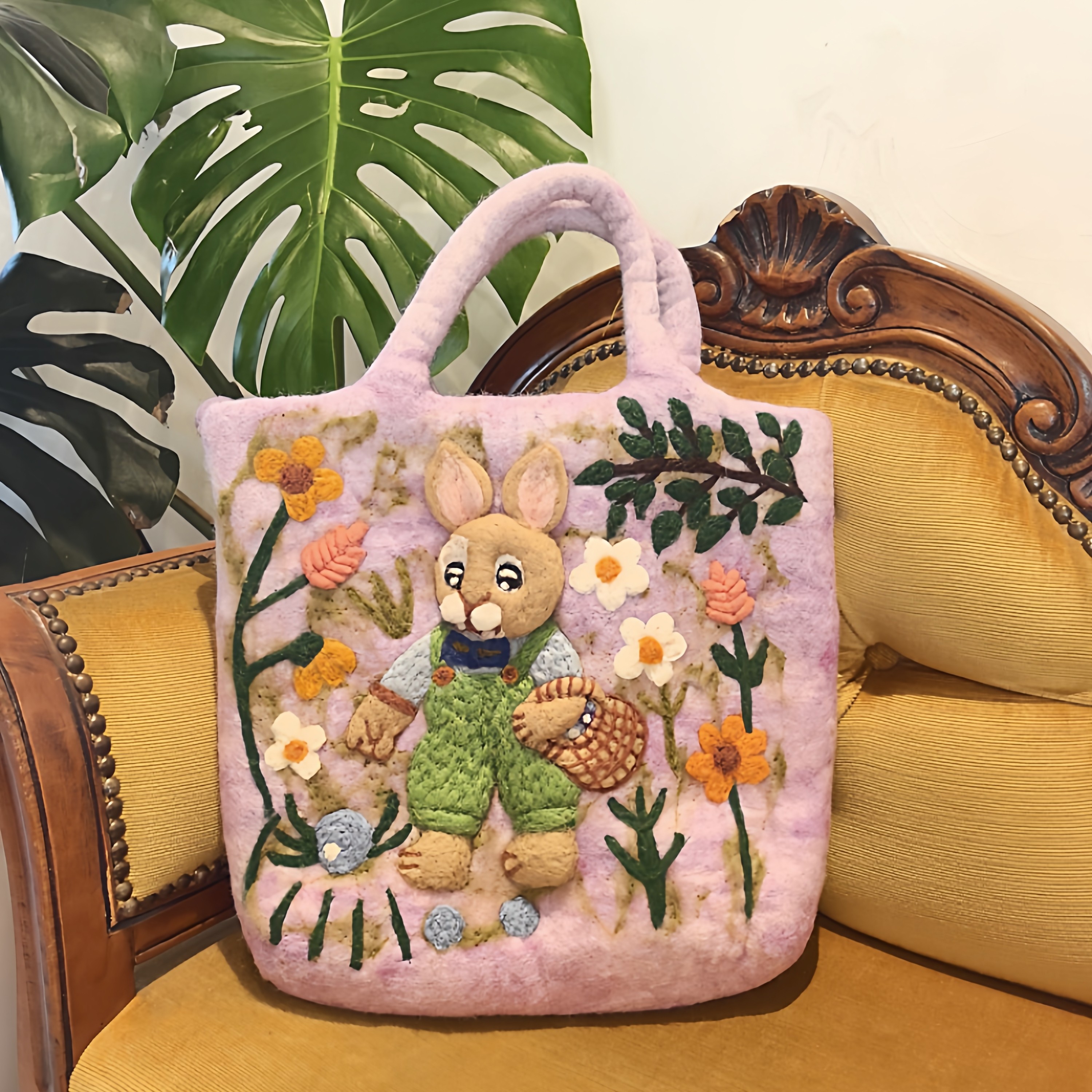 毡糖趣尼泊尔手工羊毛毡立体小兔子田园风格女包可爱托特包单肩包,箱包皮具/热销女包/男包,托特包,淘宝优惠券,粉丝福利购,淘宝优惠卷