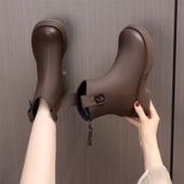 2025年秋冬季 加绒马丁靴女时尚 短靴百搭休闲春秋单靴软皮弹力靴43