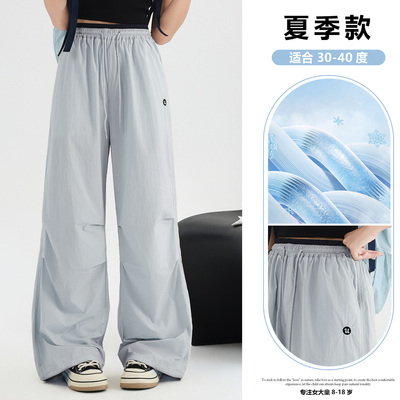 女童工装裤春秋款2026新款直筒裤青少年休闲裤宽松女大童运动裤子 — 6