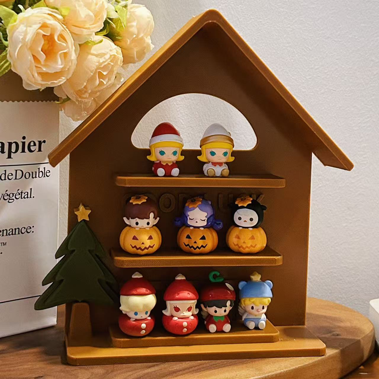 圣诞节手办萌粒diy收纳盒展示柜置物架3D打印娃屋微缩场景摆件ins