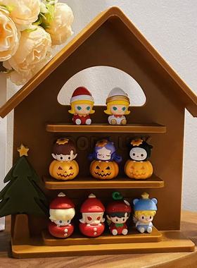 圣诞节手办萌粒diy收纳盒展示柜置物架3D打印娃屋微缩场景摆件ins