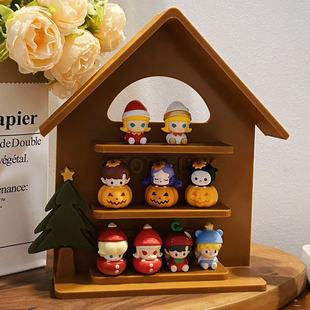 圣诞节手办萌粒diy收纳盒展示柜置物架3D打印娃屋微缩场景摆件ins