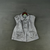 马甲马夹背心上衣女 复古风vintage古着两粒扣翻领无袖 原 美国单